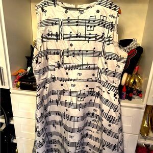 Melody in Motion: The Musical A-Line Dress Black & White Dress 5x fits 3X